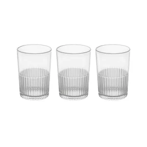 لیوان 3عدد شیشه ای شیار دار لیمون مدل 350CC