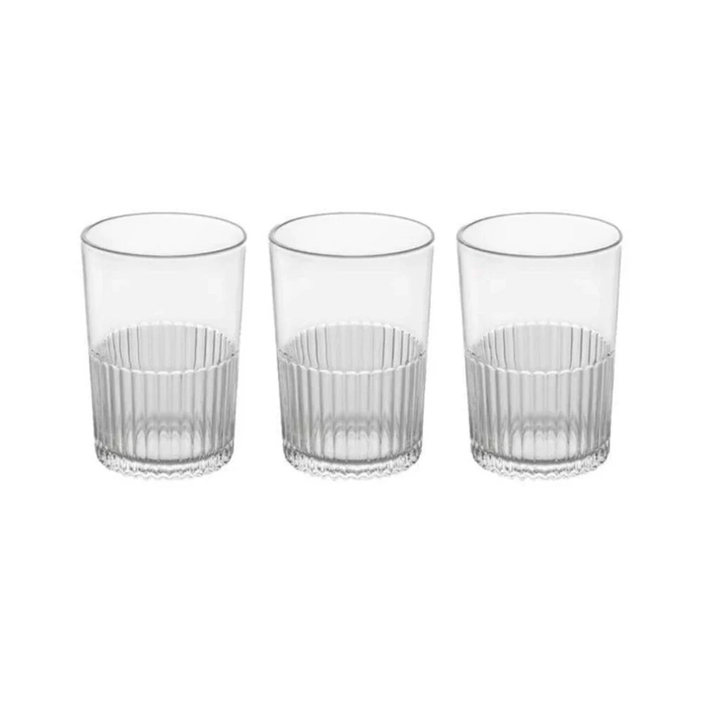 لیوان 3عدد شیشه ای شیار دار لیمون مدل 350CC