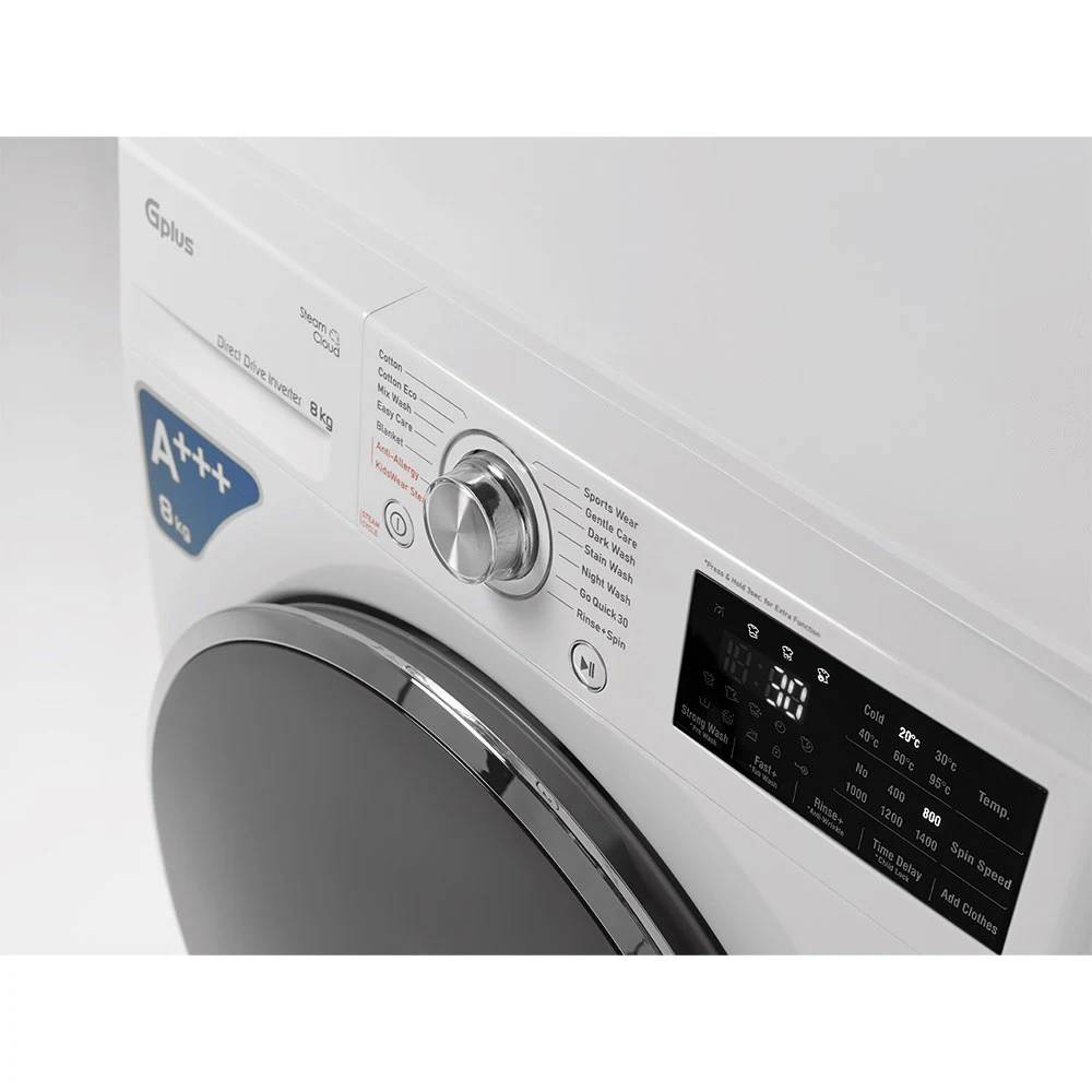 ماشین لباسشویی 8 کیلویی 1400 دور جی پلاس مدل GWM-R808W.N