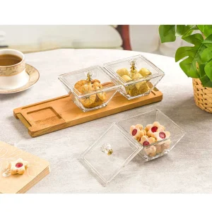 اردو خوری 3 خانه مربع لیمون مدل پایه چوبی