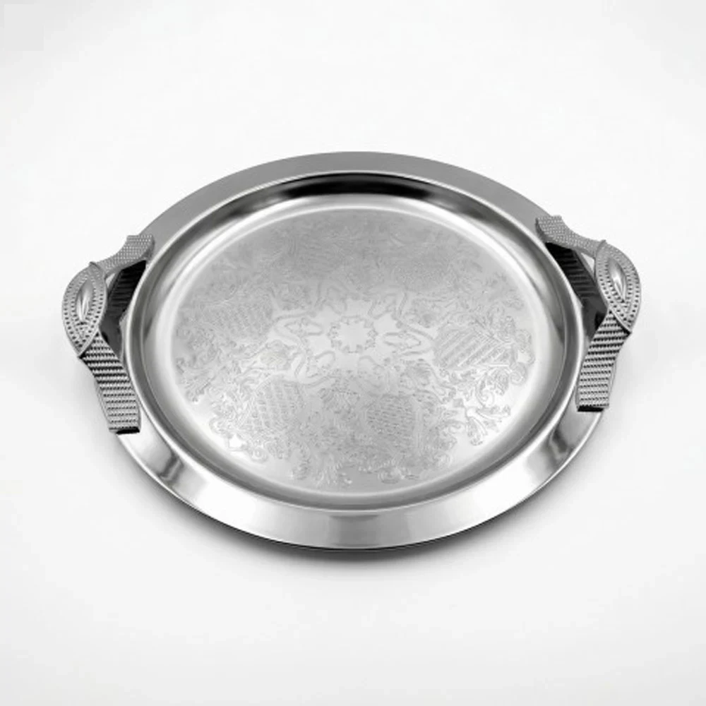 سینی گرد دسته گندمی کروم منتیا مدل 1535